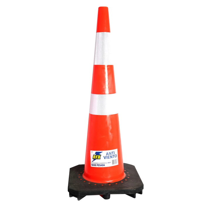 CONO SEÑALIZACION 36" ANTI-VIENTO DOBLE CINTA