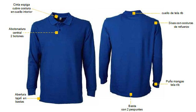 POLERA PIQUE 65/35 M/LARGA HOMBRE